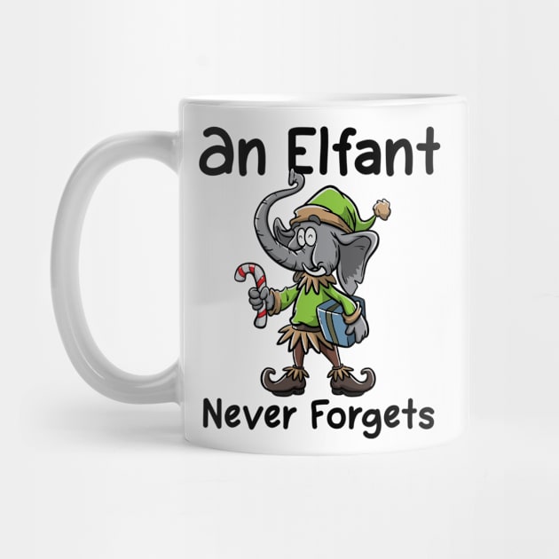 Christmas Elephant Funny Elf Costume An Elfant Never Forgets by TellingTales